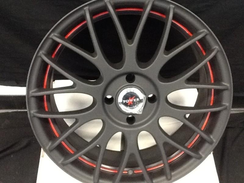 = power racing wheels set of 4 17inch 17in 17 inch rims rim k296 black wheel red
