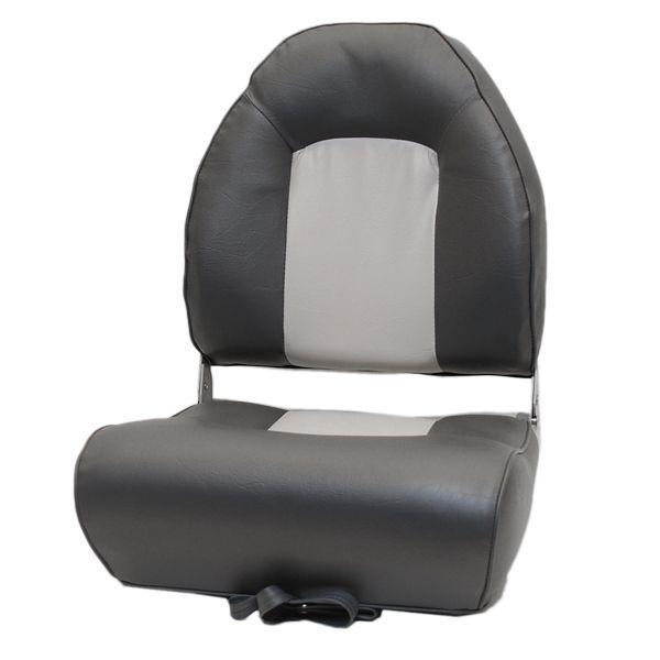 Deluxe winged gray/charcoal vinyl boat folding fishing seating seat