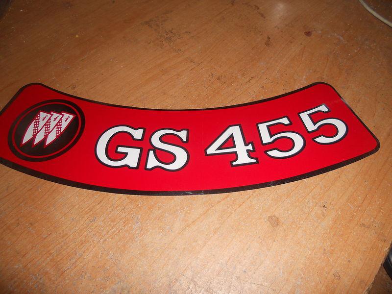 1970 1971 1972 1973 1974 buick gs gran sport gs 455 gs455 air cleaner lid decal