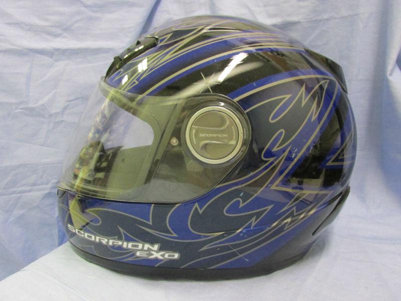 Scorpion exo 400 blue motorcycle helmet size l - used
