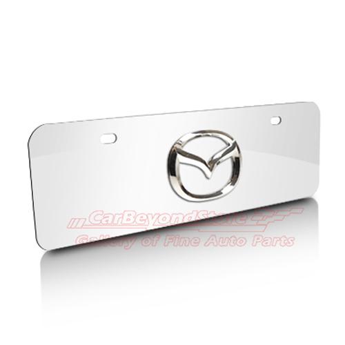 Mazda 3d logo half-size chrome stainless steel license plate, lifetime warranty