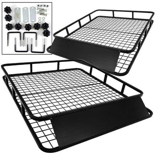 2pc large roof rack cargo car top luggage carrier basket 250lb universal 47"x40"