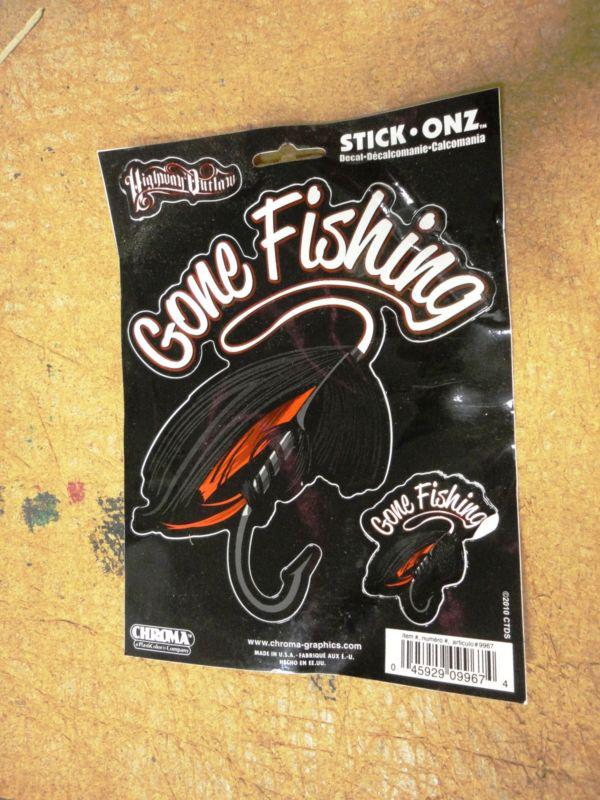Chroma gone fishing decal sticker 6 x 8 free shipping 