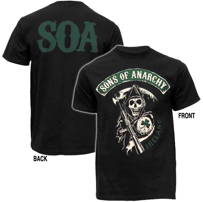 Sons of anarchy samcro soa ireland 2-sided t-shirt tee shirt