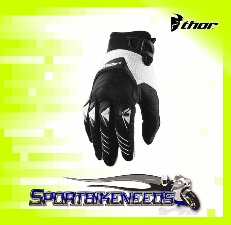 Thor 2012 deflector gloves black white x-small xs
