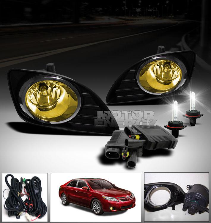 2010 2011 toyota camry le xle bumper jdm yellow fog light lamp+6000k hid+harness
