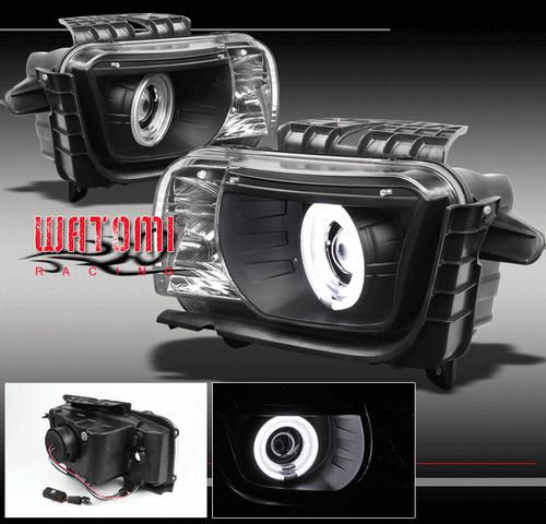 10-13 chevy camaro ccfl halo projector headlights black left+right ls lt ss zl1