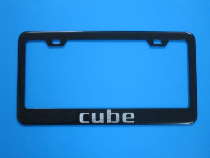 Nissan "cube" black metal license plate frame cube
