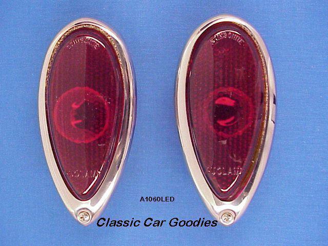 1938-1939 ford "red led" 2 tail lamps pair inc housings