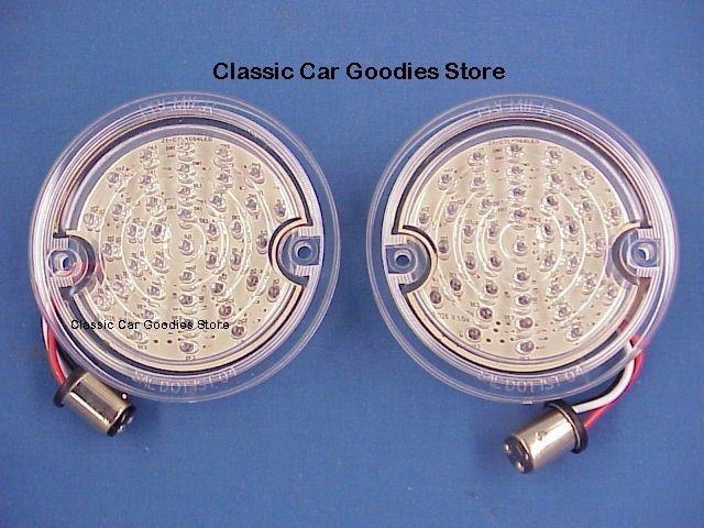 1964-1966 chevy truck tail light inserts (2) clear lens. red leds. new! 1965