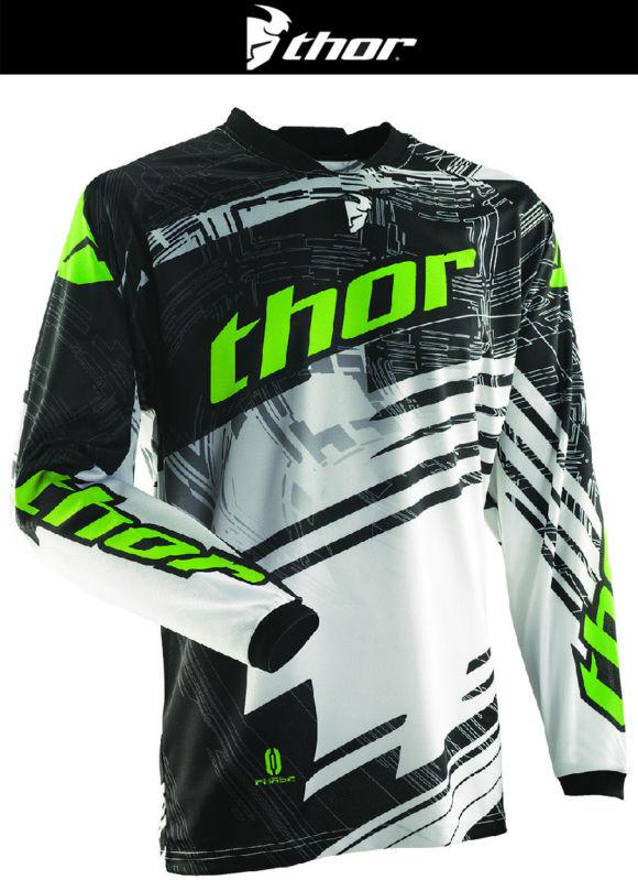 Thor phase swipe green black white dirt bike jersey motocross mx atv 2014