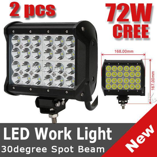 2x 72w 7" quad row cree led spot beam work light offroad lamp utb pickup cab utb