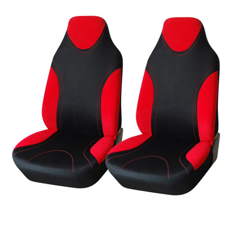 Adeco 2-piece universal vehicle car front seat cover set - black & red color