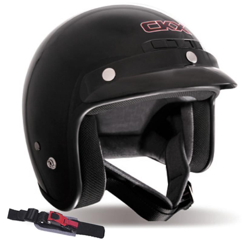 Motorcycle helmet open face scooter ckx vg-200 adult black xlarge proclip new