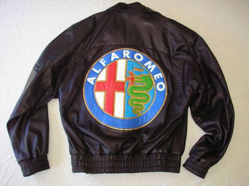 Alfa romeo logo black leather jacket size l