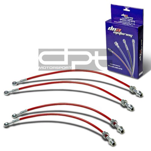 Mazda 626 replacement front/rear stainless hose red pvc coated brake line kit