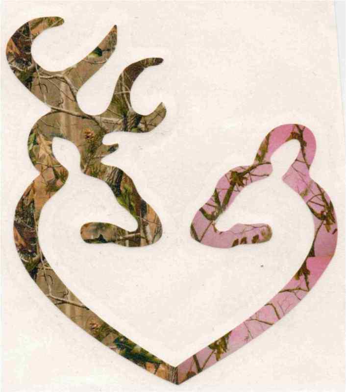 Deer heart green camo and pink camo vinyl decal / sticker 