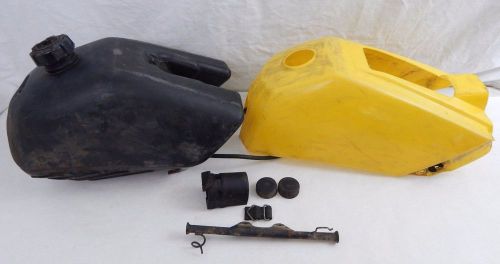 1985 yamaha ytm200 tri-moto oem gas tank w/ petcock cap yellow cover &amp; rubber 85