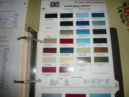 1970 lincoln mark iii thunderbird r-m color chip paint sample