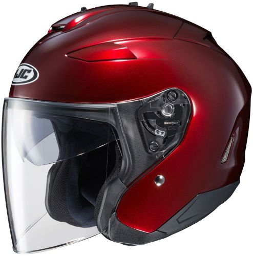 Hjc is-33 ii 2 solid gloss red wine motorcycle 3/4 helmet size xxl 2xl
