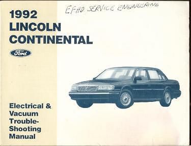 1992 lincoln continental electric vacuum trouble manual