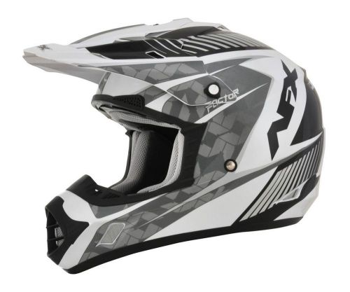 Afx fx-17 factor gloss mx helmet silver/white/black lg