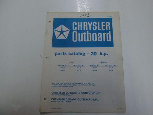 1973 chrysler outboard 20 hp parts catalog 202 203 he h be b factory oem deal 73