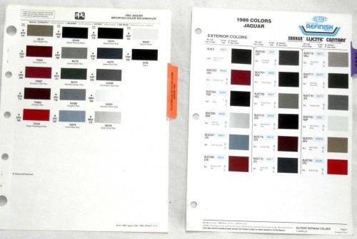 1989 jaguar ppg and dupont  color paint chip charts all models  original