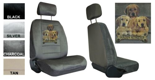 Golden retriever canine puppies dog trio 2 low back bucket seat covers pp 3a