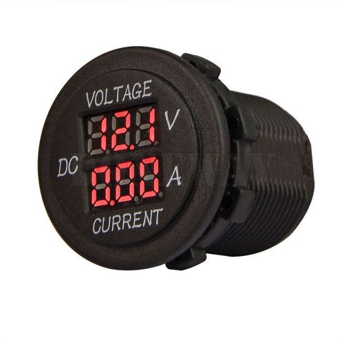 Car motorcycle dc voltage volt meter ammeter digital voltmeter red led round