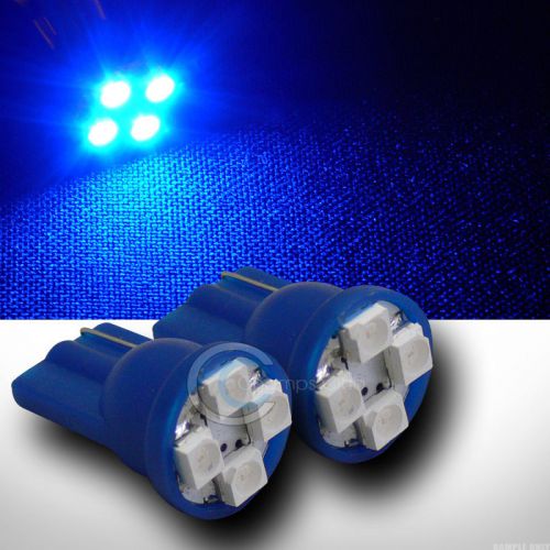 2pc blue t10 wedge 4x 3528 smd/smt led door/trunk/running light lamp bulb dc 12v