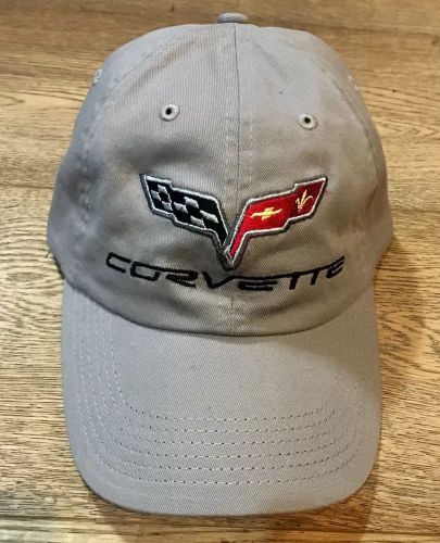 Gray grey chevrolet c7 corvette emblem logo hat cap embroidered adjustable