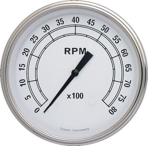 Classic instruments cw71src tachometer 8,000 rpm - classic white - stainless