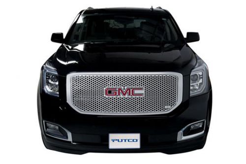 Polished stainless steel punch grille overlay for 2015-2016 gmc yukon xl by put