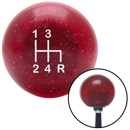 White shift pattern 6n red metal flake shift knob with m16x1.5 insertsolid