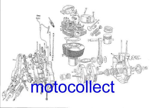 Royal enfield bullet engine - exploded view technical drawing..a3 420mm x 300mm