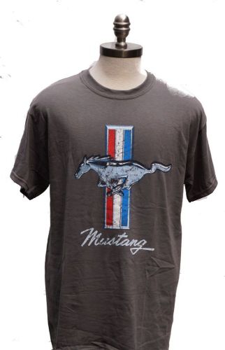 Mustang charcoal distressed tri-bar logo adult shirt