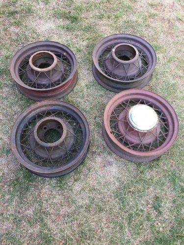 16x4  ford wire wheel set of four matched 1935 hot rod wheels