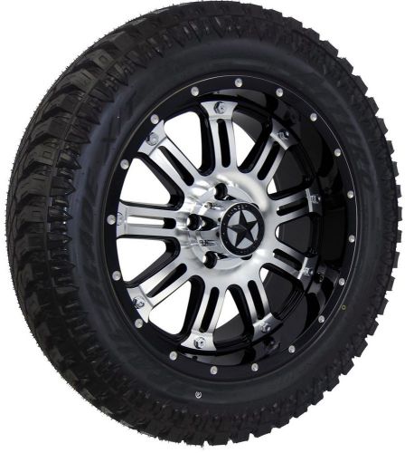 20&#034; black &amp; mirror lonestar ambush wheels 33&#034; tires 5 lug dodge ram trucks 20x9