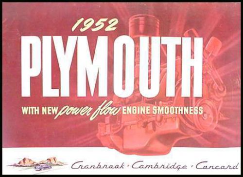 1952 plymouth cranbrook cambridge concord 52 very rare original dealer brochure