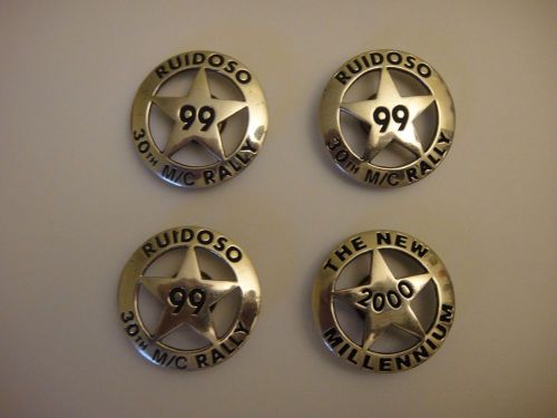 Lot, 4 sterling silver motorcycle collector vest badges, star, highly polished