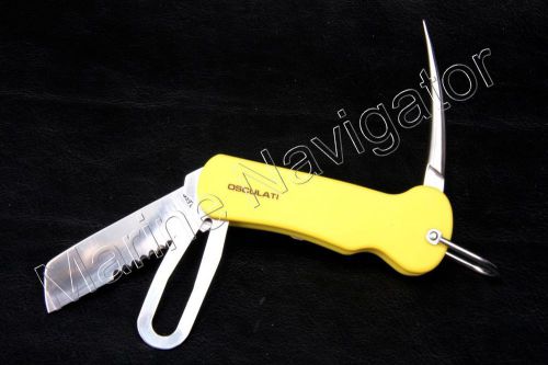 Osculati folding sail knife stainless steel yellow handle 65mm