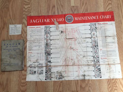 Jaguar xk 140 maintenance service handbook, chart, and 1954 overseas dealer