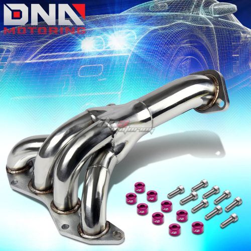 J2 for 01-05 civic dx/lx exhaust manifold 4-1 header+purple washer cup bolts