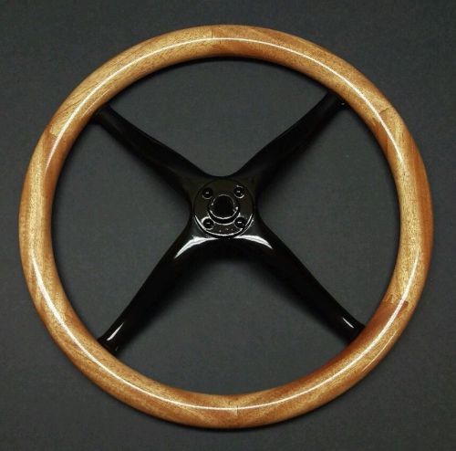 16&#034; mahogany model t steering wheel rim on a steel spider. natural finish.