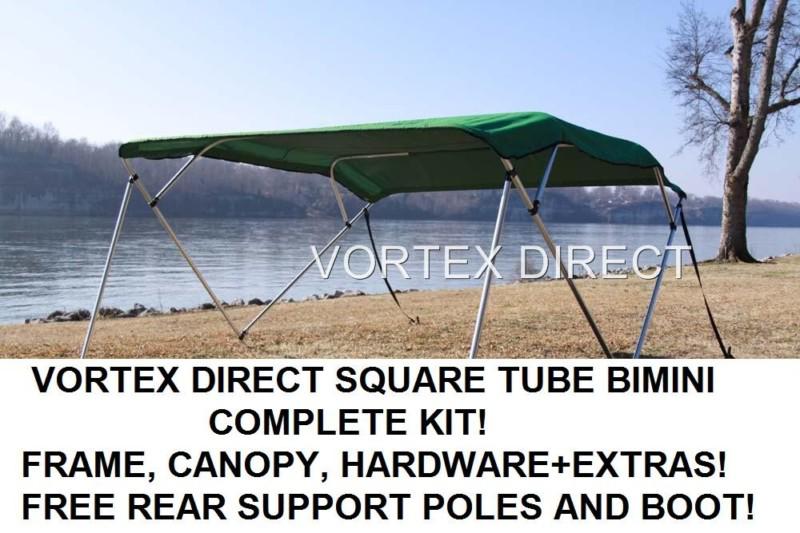 New square tube frame vortex 4 bow pontoon/deck boat bimini top 12' green 91-96"