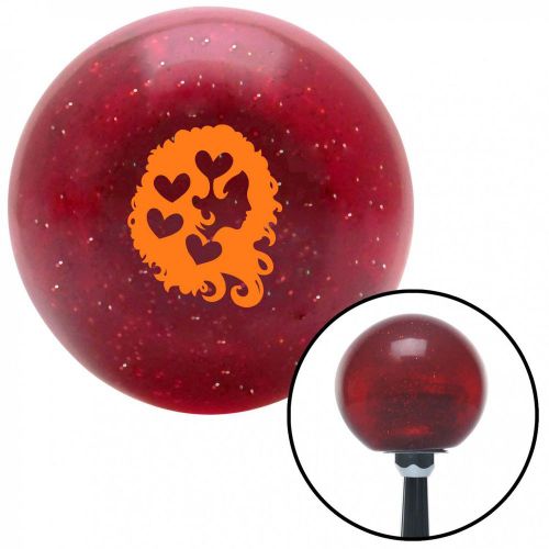 Orange heart girl red metal flake shift knob with 16mm x 1.5 insert accessory
