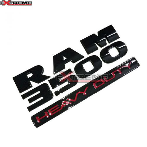 Fit for 10-16 dodge ram 3500 heavy duty glossy black/red emblem nameplate badge