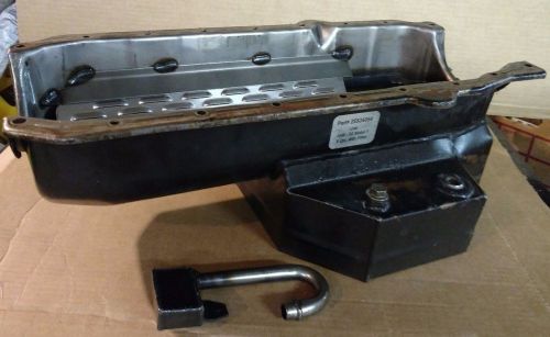 Sbc 86 up 1 pc rear main champ style oil pan pick up windage tray vgc from asa