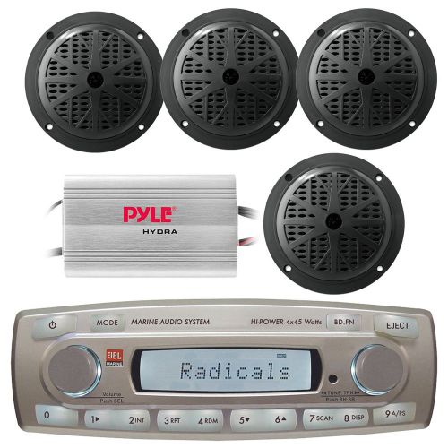 Marine new mr18.5 radio usb input 4 5.25&#034; pyle speakers 800 watt amp +remote